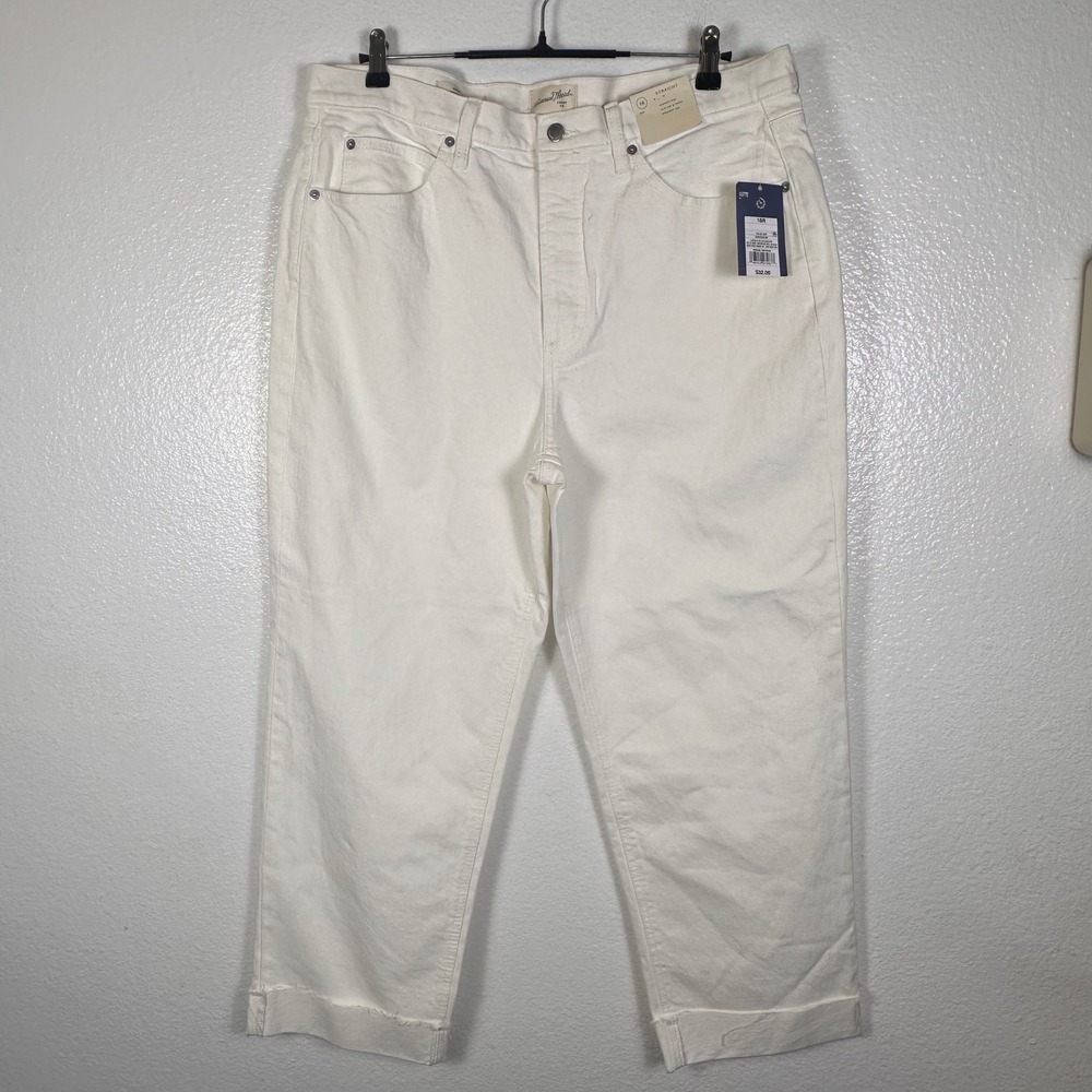 Universal Thread Womens Highest Rise Straight‎ Leg White Jeans 16R Raw Hem NWT
